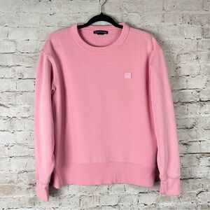 Acne Studios Women's Small Fairview Face Crew Neck Sweatshirt Pink Cotton Sm S
